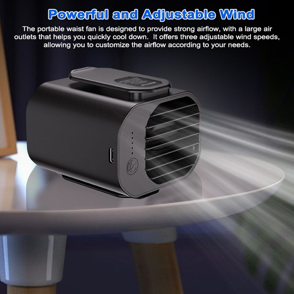 Rechargeable Wearable Waist Fan with 3-Level Speeds for Outdoor Activities