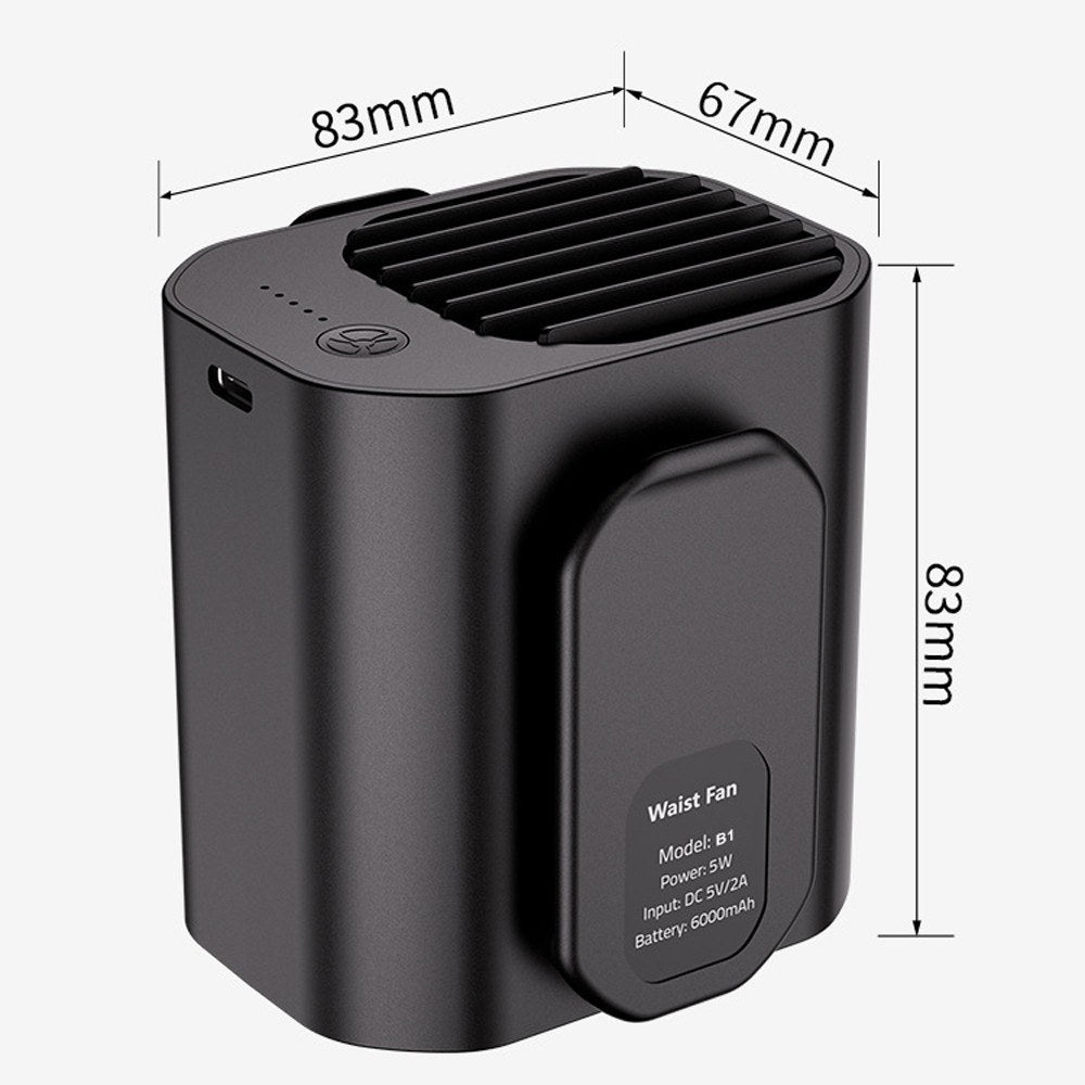 Rechargeable Wearable Waist Fan with 3-Level Speeds for Outdoor Activities