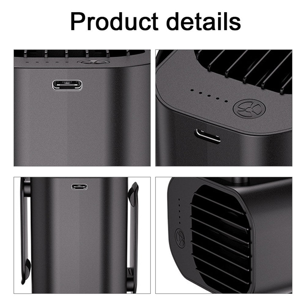 Rechargeable Wearable Waist Fan with 3-Level Speeds for Outdoor Activities