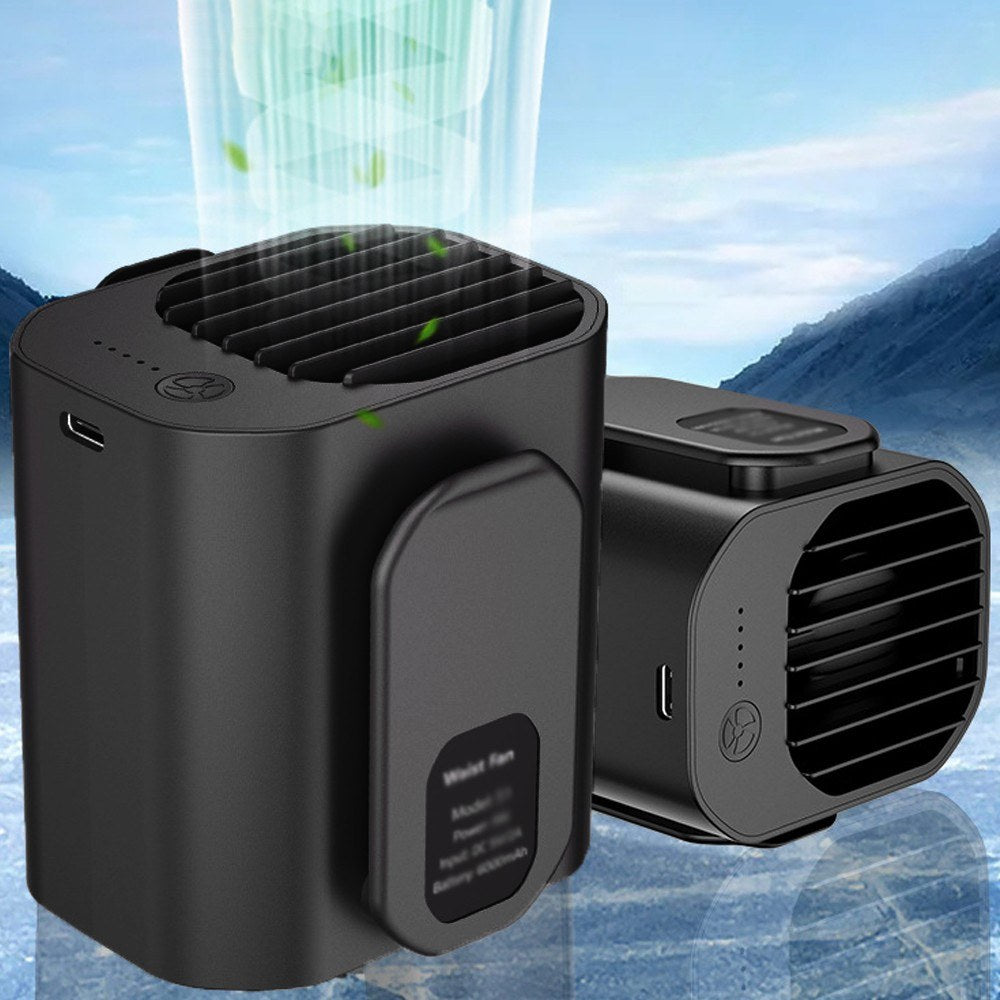 Rechargeable Wearable Waist Fan with 3-Level Speeds for Outdoor Activities