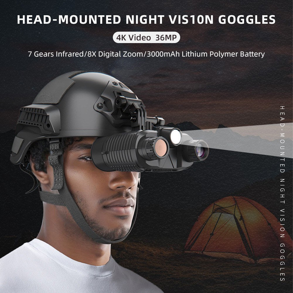 Hands-Free Full-Color Night Vision Goggles, 10X Zoom Binoculars with Large Screen for Outdoor Use