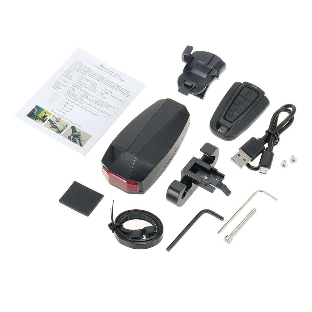 Intelligent Anti-Theft Bike Taillight: LED Alarm & Strobe with Wireless Remote, USB Rechargeable Electric Bell for MTB Cycling