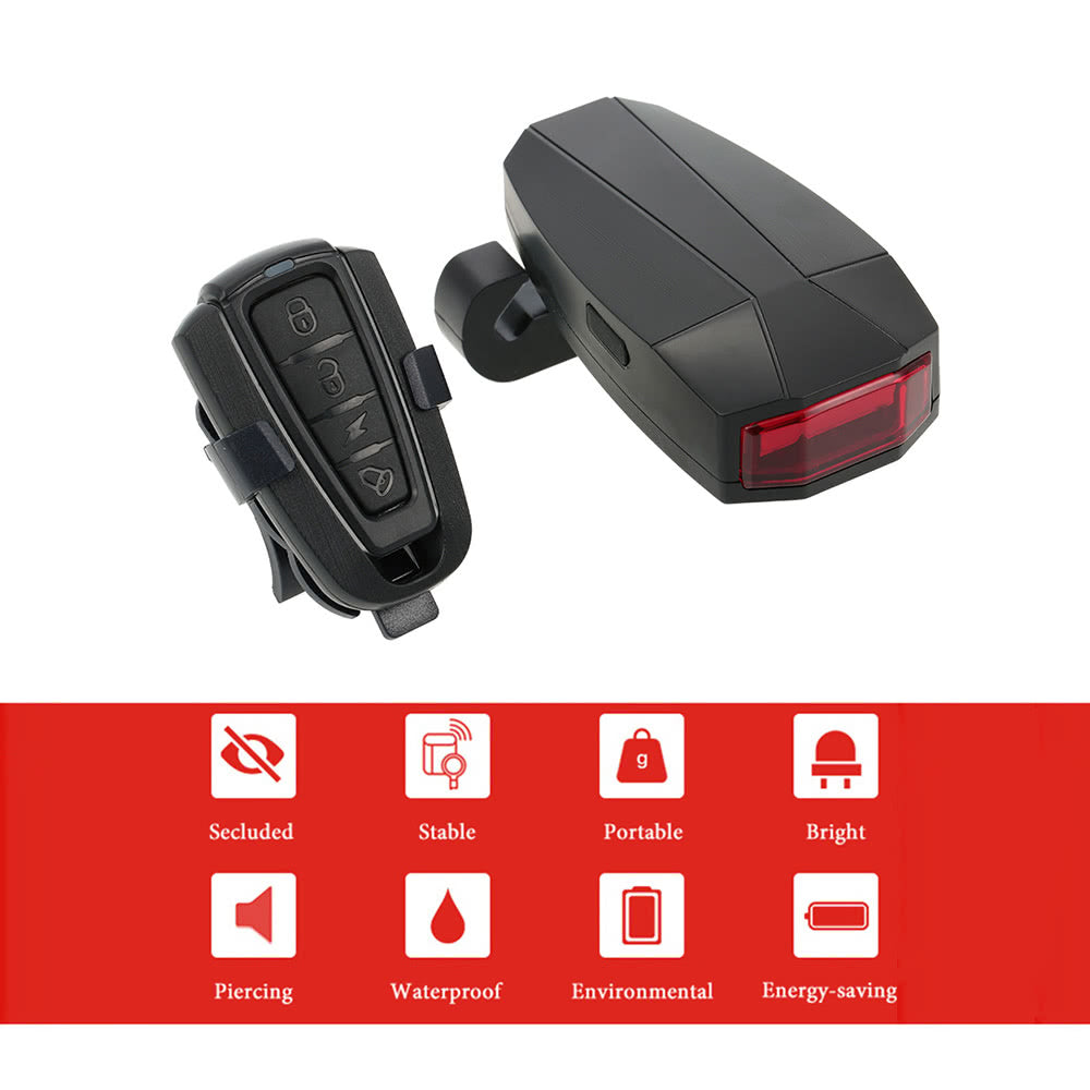 Intelligent Anti-Theft Bike Taillight: LED Alarm & Strobe with Wireless Remote, USB Rechargeable Electric Bell for MTB Cycling
