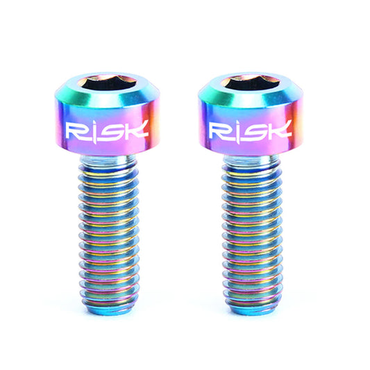 RISK 2PCS M5×14mm Titanium Thumb Shifter Bolts Hex Screw Set for MTB Bike