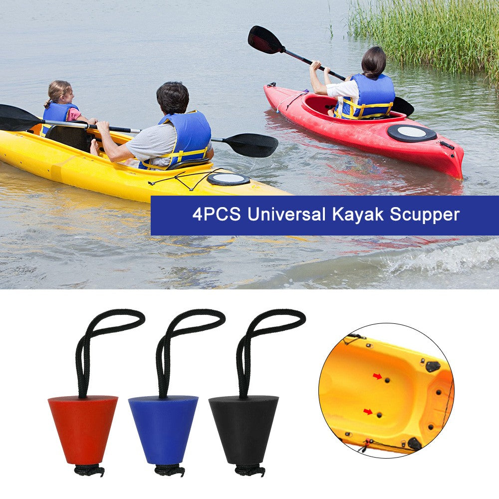 Universal Kayak & Canoe Scupper Plug Kit - 4PCS Drain Hole Stoppers
