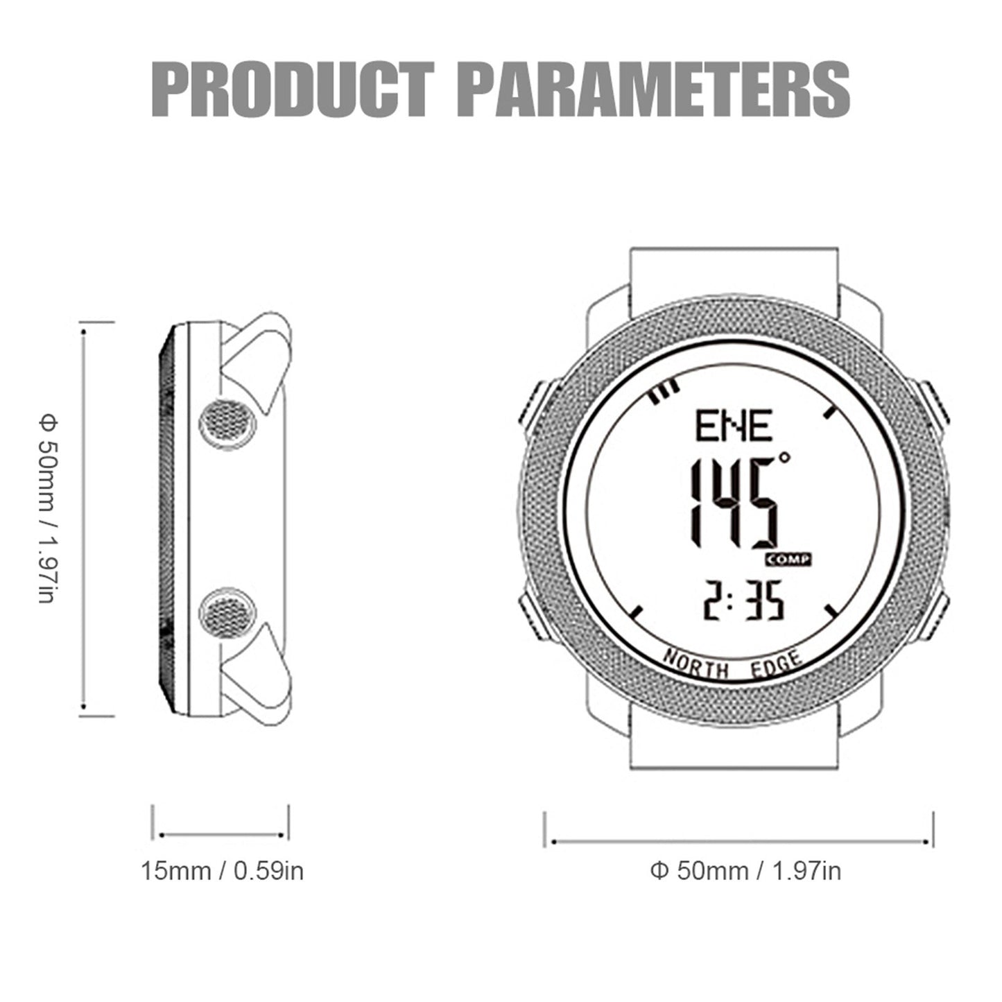 North Edge Mens LED Digital Sports Watch