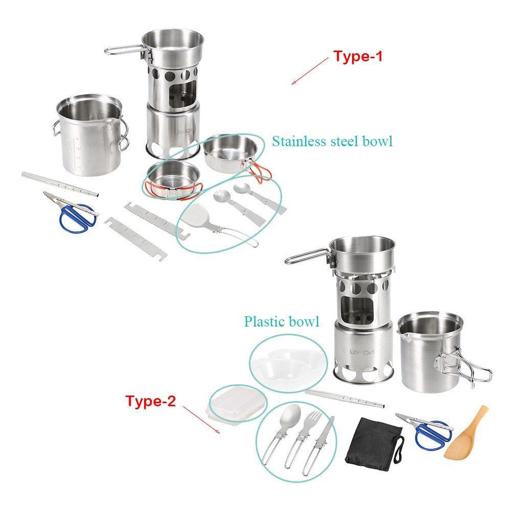 10-Piece Camping Cookware Mess Kit