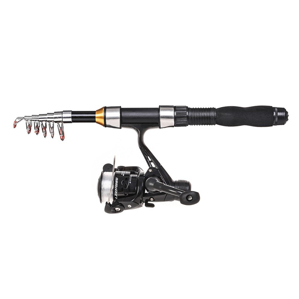 1.5m Telescopic Fishing Rod & Spinning Reel Set with Hooks, Soft Lures, Barrel Swivels & Storage Bag