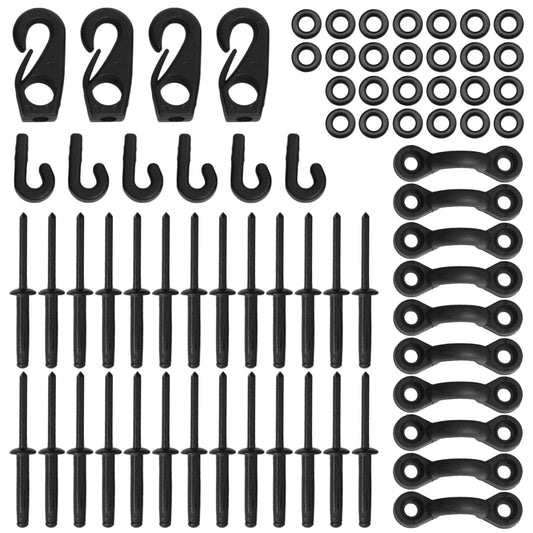 Kayak Bungee Deck Loops Kit - Tie Down Pad Eye Clips & Rivets for Kayaks, Canoes, Boats