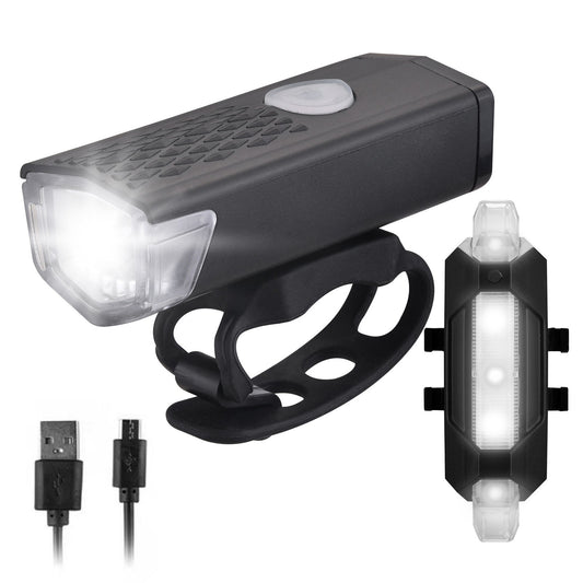 USB Rechargeable Bike Lights Set: Waterproof Front & Rear Headlight and Tail Light