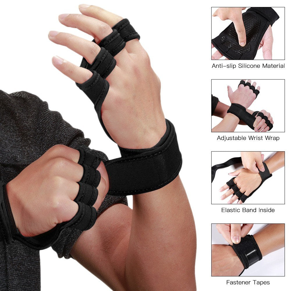 Anti-Slip Workout Lifting Gloves with Wrist Wraps for Weightlifting, Powerlifting & Pull-Ups