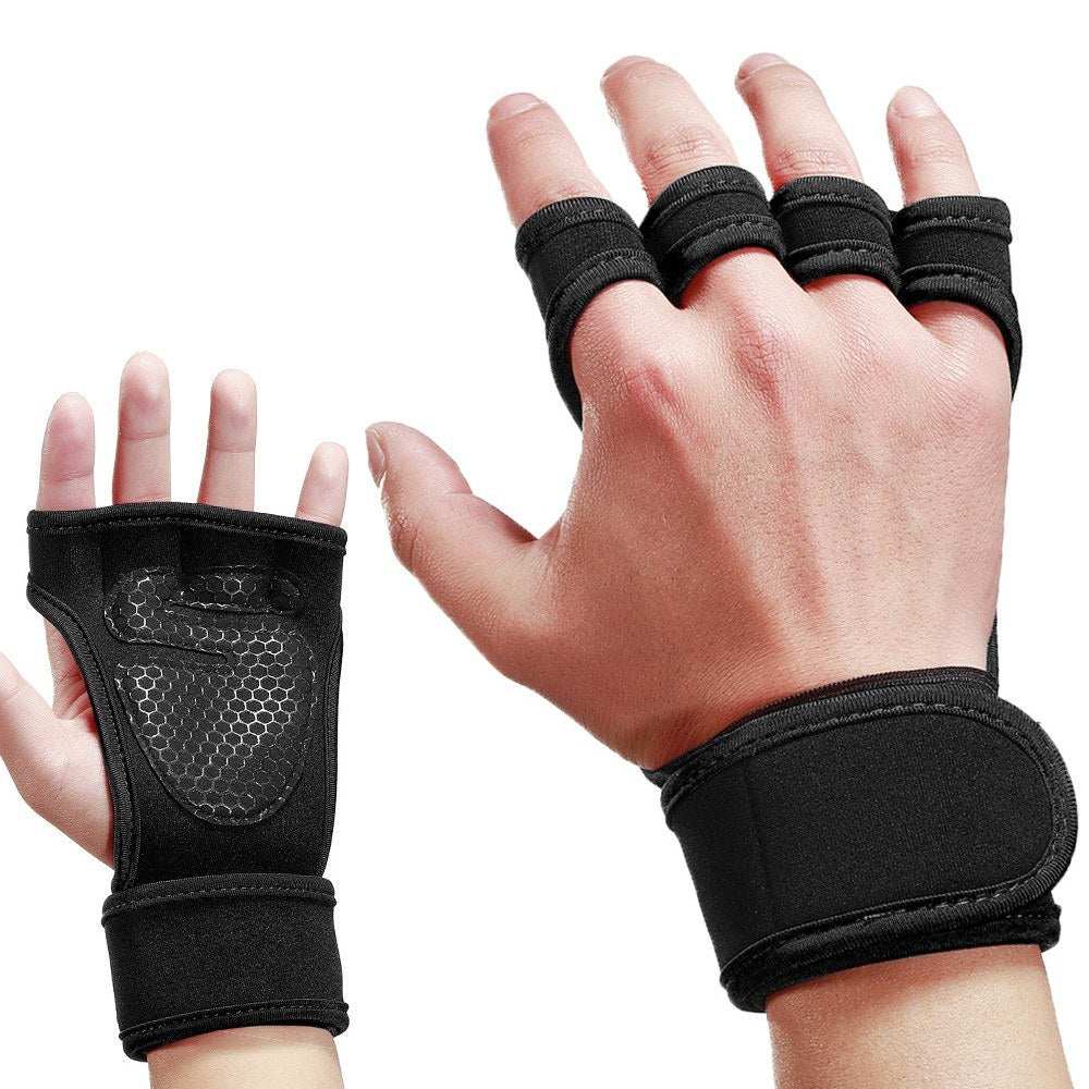 Anti-Slip Workout Lifting Gloves with Wrist Wraps for Weightlifting, Powerlifting & Pull-Ups
