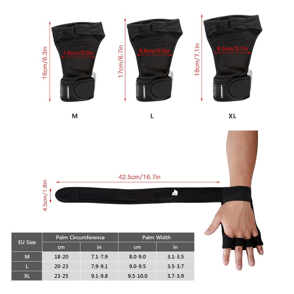 Anti-Slip Workout Lifting Gloves with Wrist Wraps for Weightlifting, Powerlifting & Pull-Ups