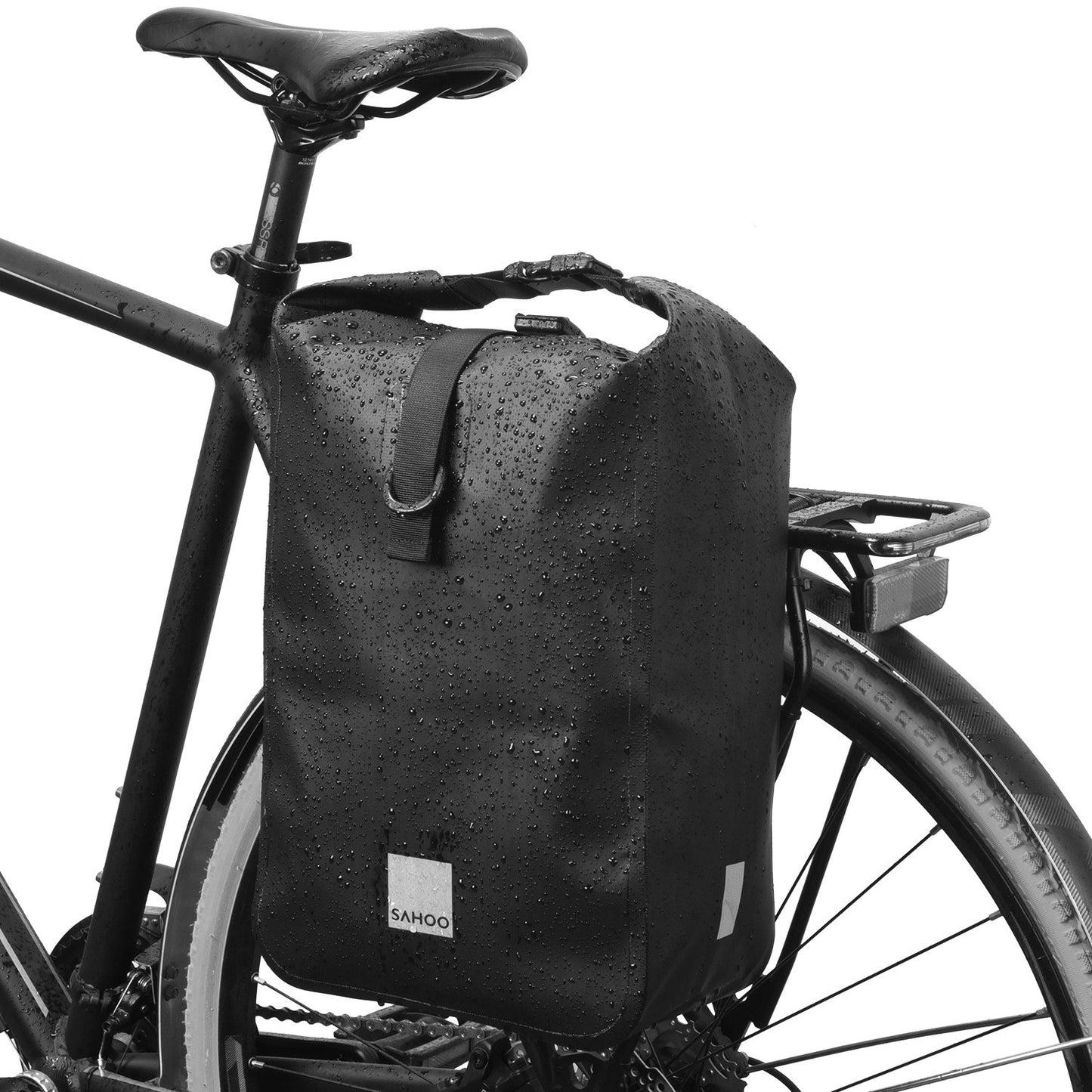 Waterproof Multifunctional Bike Rear Trunk Bag – Large Capacity Cycling Storage with Reflective Design, Shoulder Strap, and Rack Pannier Compatibility for MTB & Road Bikes