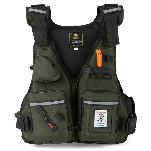 Fly Fishing Buoyancy Vest with Multi-Pockets & Water Bottle Holder for Kayaking, Sailing, Boating & Water Sports