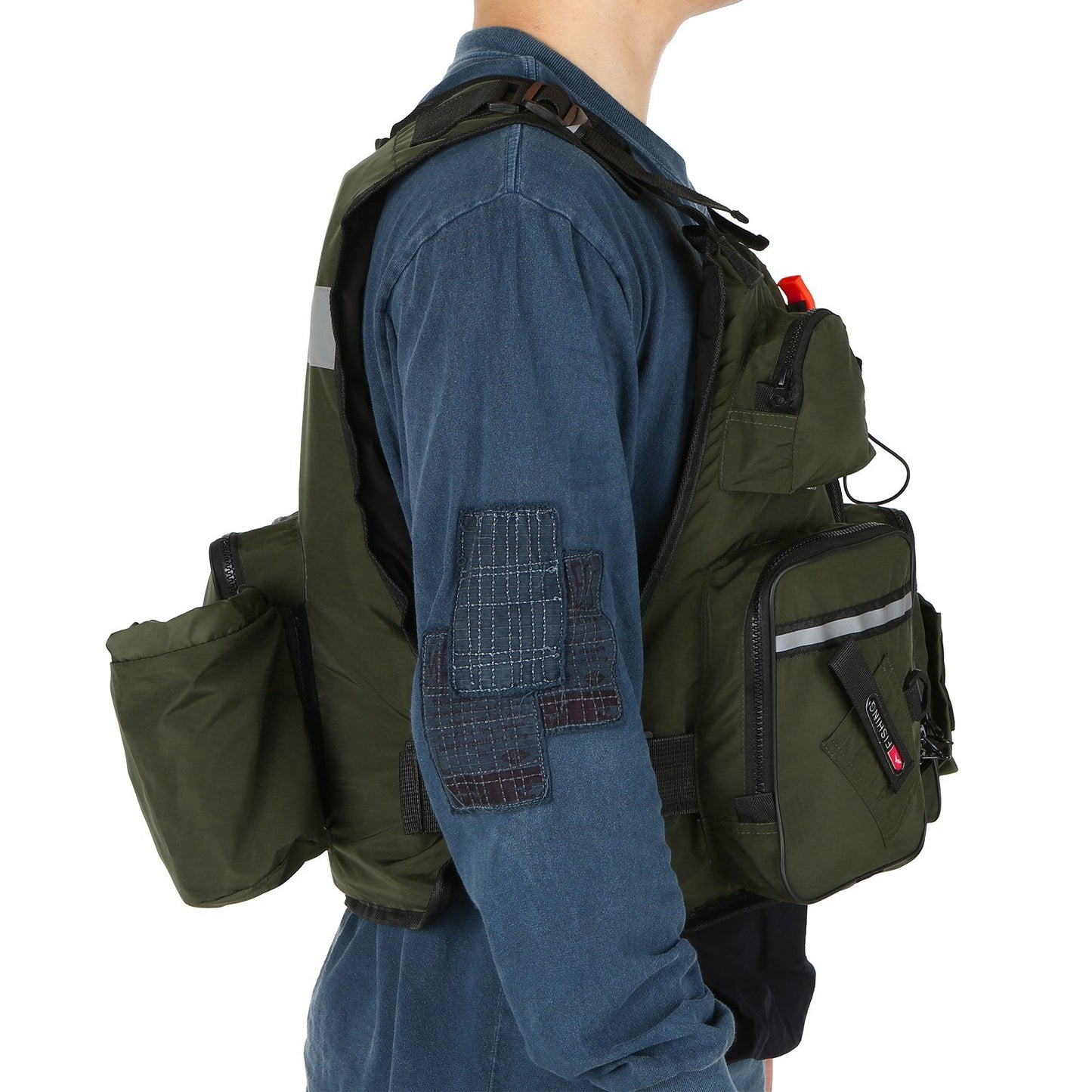 Fly Fishing Buoyancy Vest with Multi-Pockets & Water Bottle Holder for Kayaking, Sailing, Boating & Water Sports