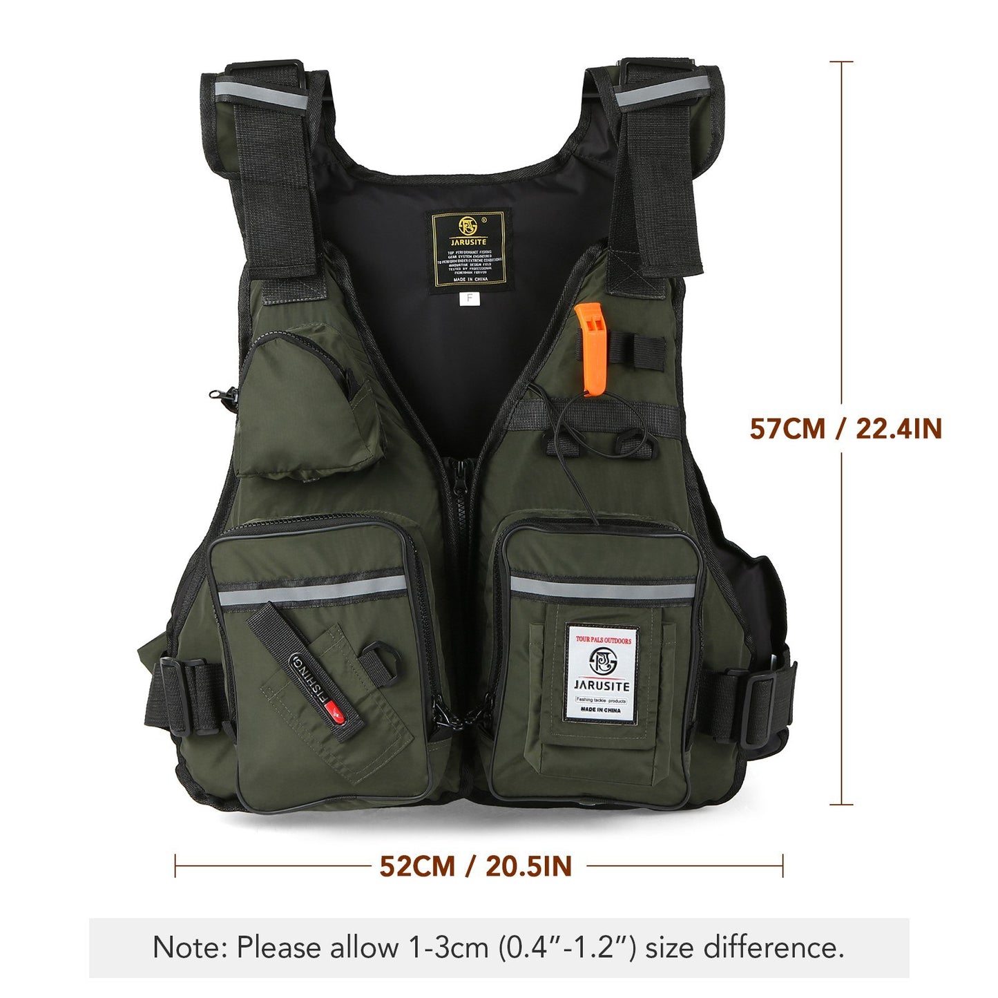 Fly Fishing Buoyancy Vest with Multi-Pockets & Water Bottle Holder for Kayaking, Sailing, Boating & Water Sports