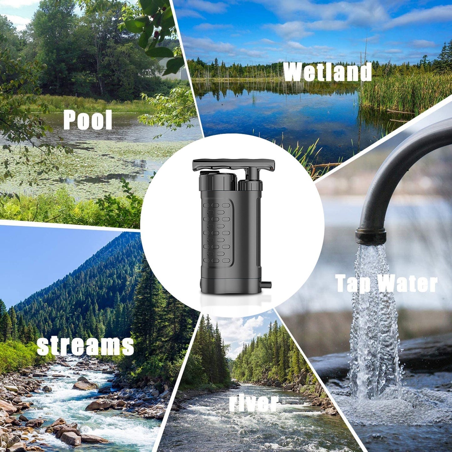 Emergency Survival Water Filter with Straw - Portable Outdoor Purifier