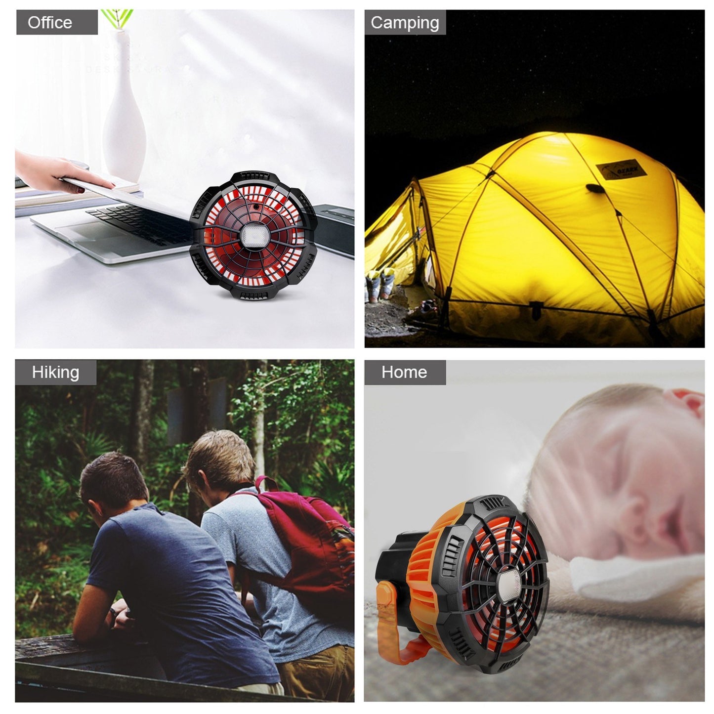 2-in-1 Camping Fan Lantern with Power Bank for Fishing & Tents