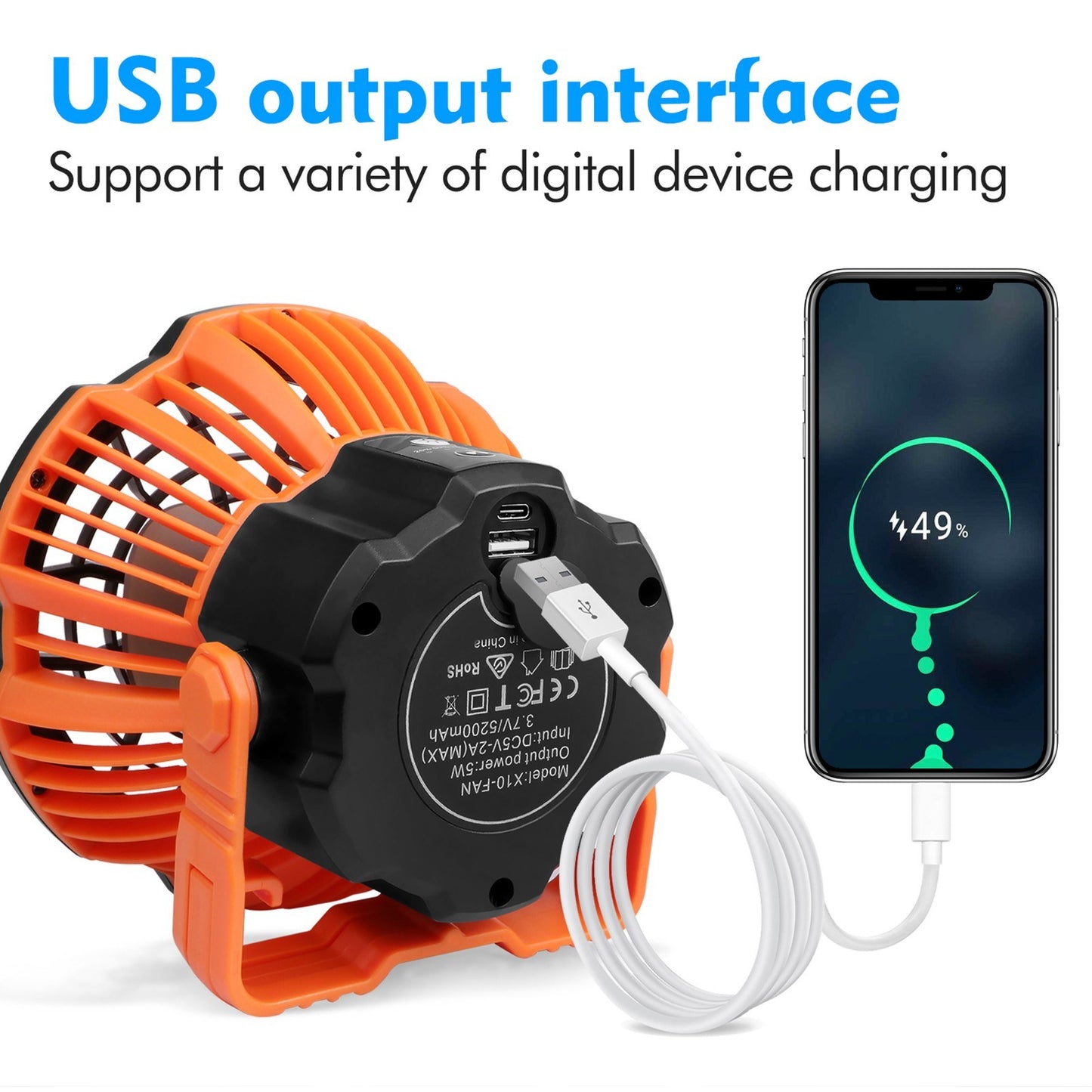 2-in-1 Camping Fan Lantern with Power Bank for Fishing & Tents