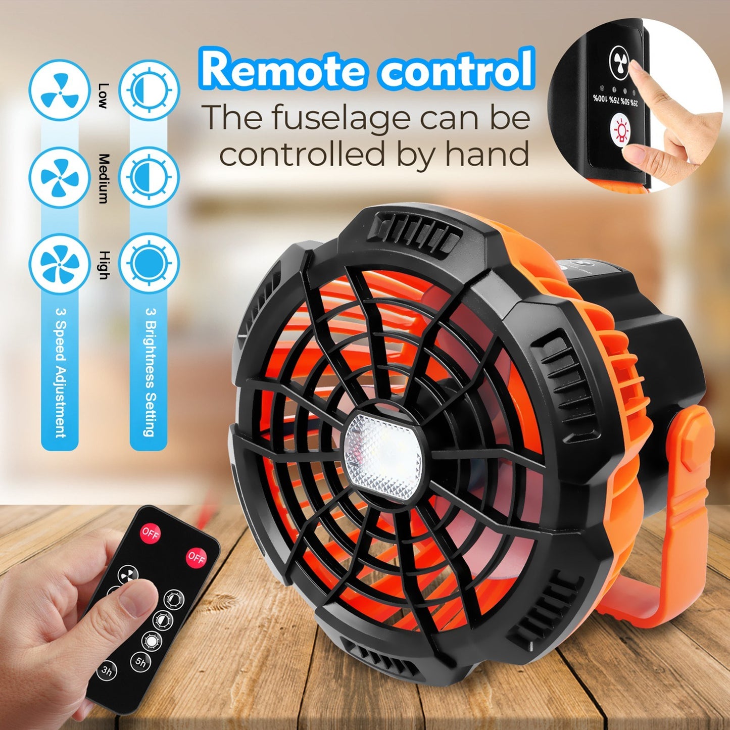 2-in-1 Camping Fan Lantern with Power Bank for Fishing & Tents