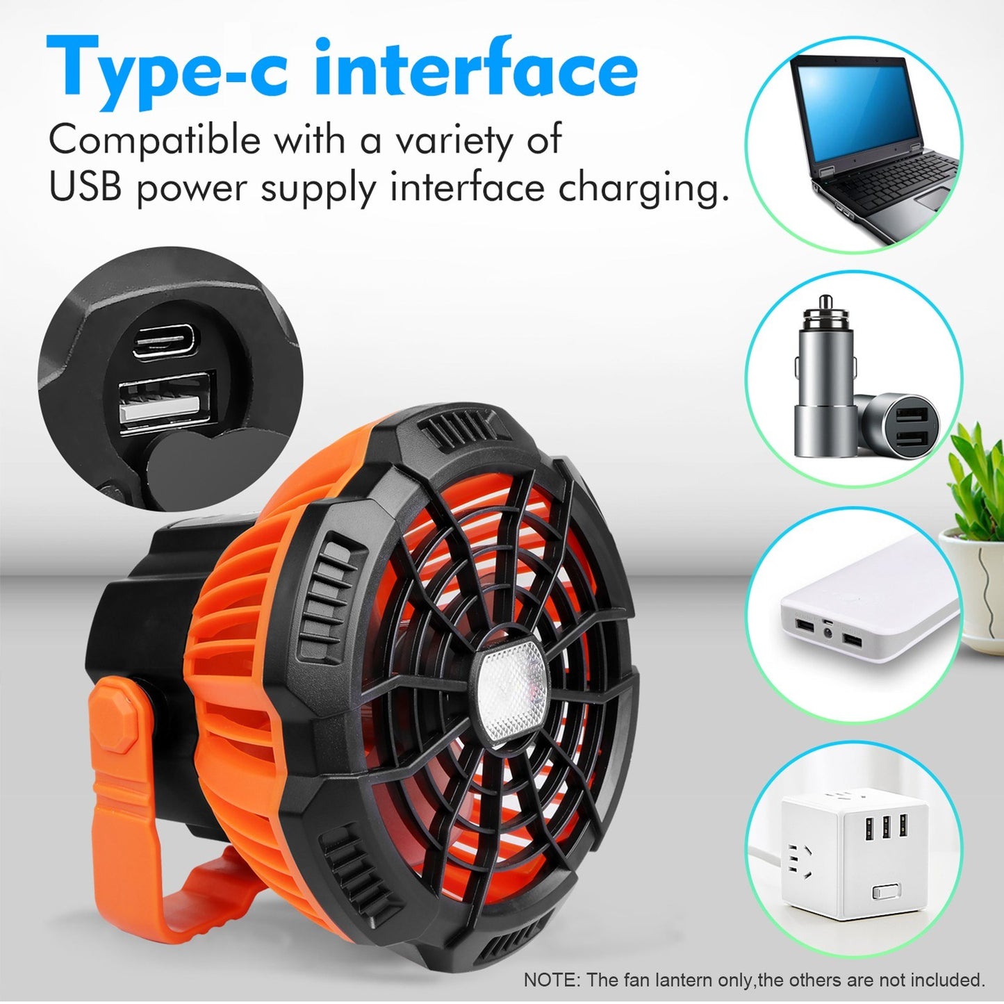 2-in-1 Camping Fan Lantern with Power Bank for Fishing & Tents