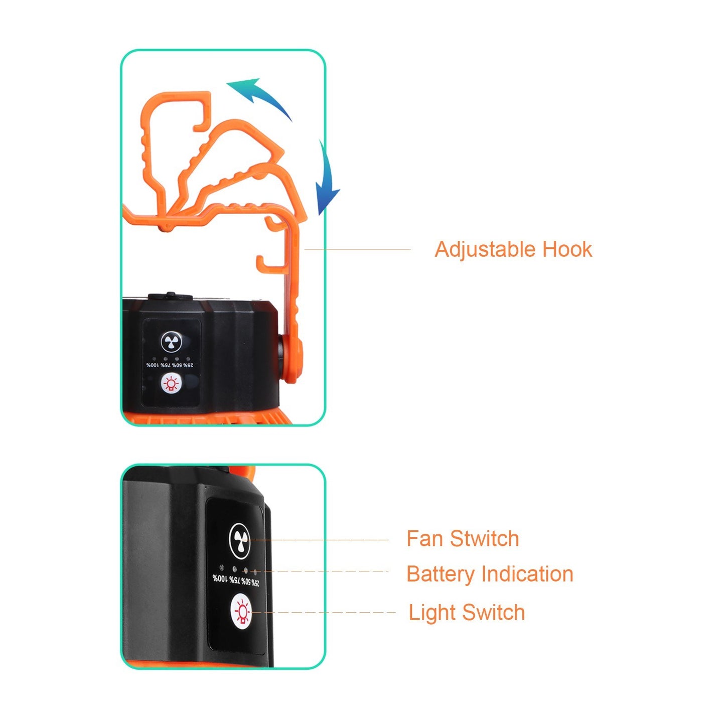 2-in-1 Camping Fan Lantern with Power Bank for Fishing & Tents