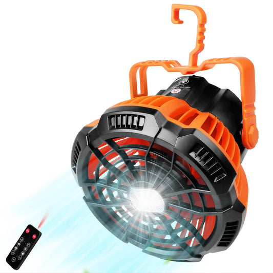 2-in-1 Camping Fan Lantern with Power Bank for Fishing & Tents