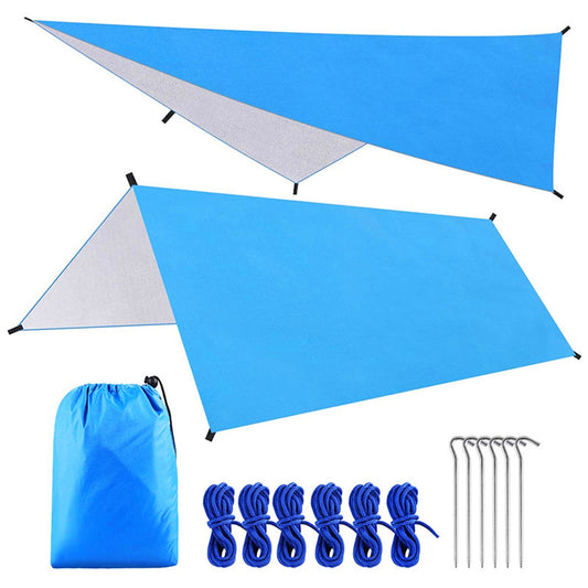 9.8x9.8ft Waterproof Camping Tarp Hammock Tent Sunshade - Lightweight Outdoor Canopy for Beach, Picnic, Rain Shelter
