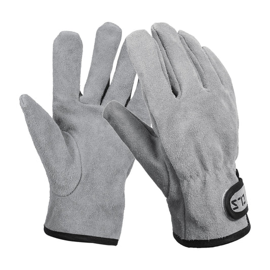 Heat Resistant Cowhide Leather Outdoor Gloves for BBQ, Oven, Fireplace