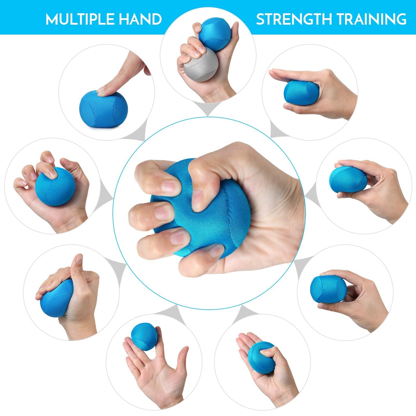 3pcs Stress Relief and Strength Training Hand & Finger Trainer Balls