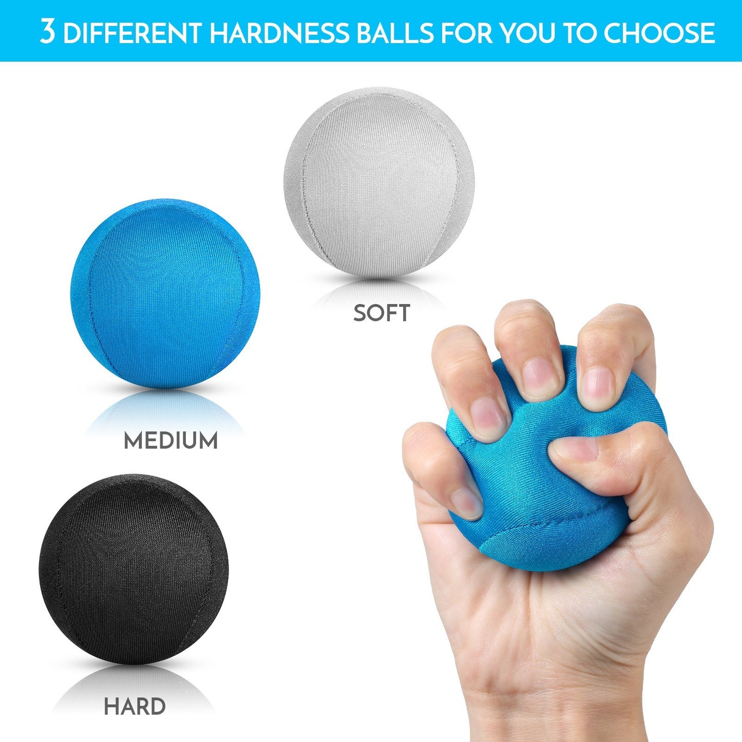 3pcs Stress Relief and Strength Training Hand & Finger Trainer Balls