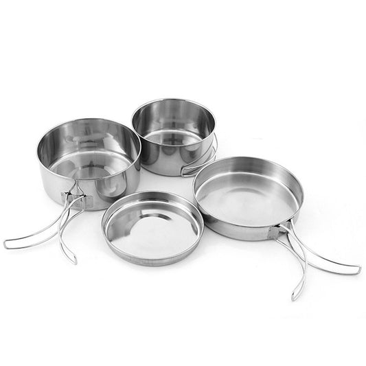 Stainless Steel Camping Cookware Set: Outdoor Bowls & Pots