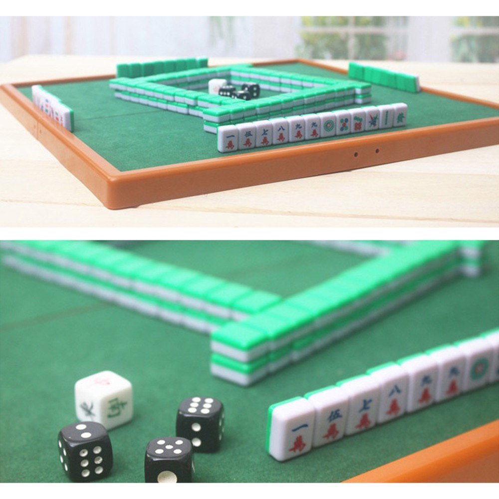 Portable Mini Mahjong Set with Folding Table for Travel and Indoor Family Entertainment