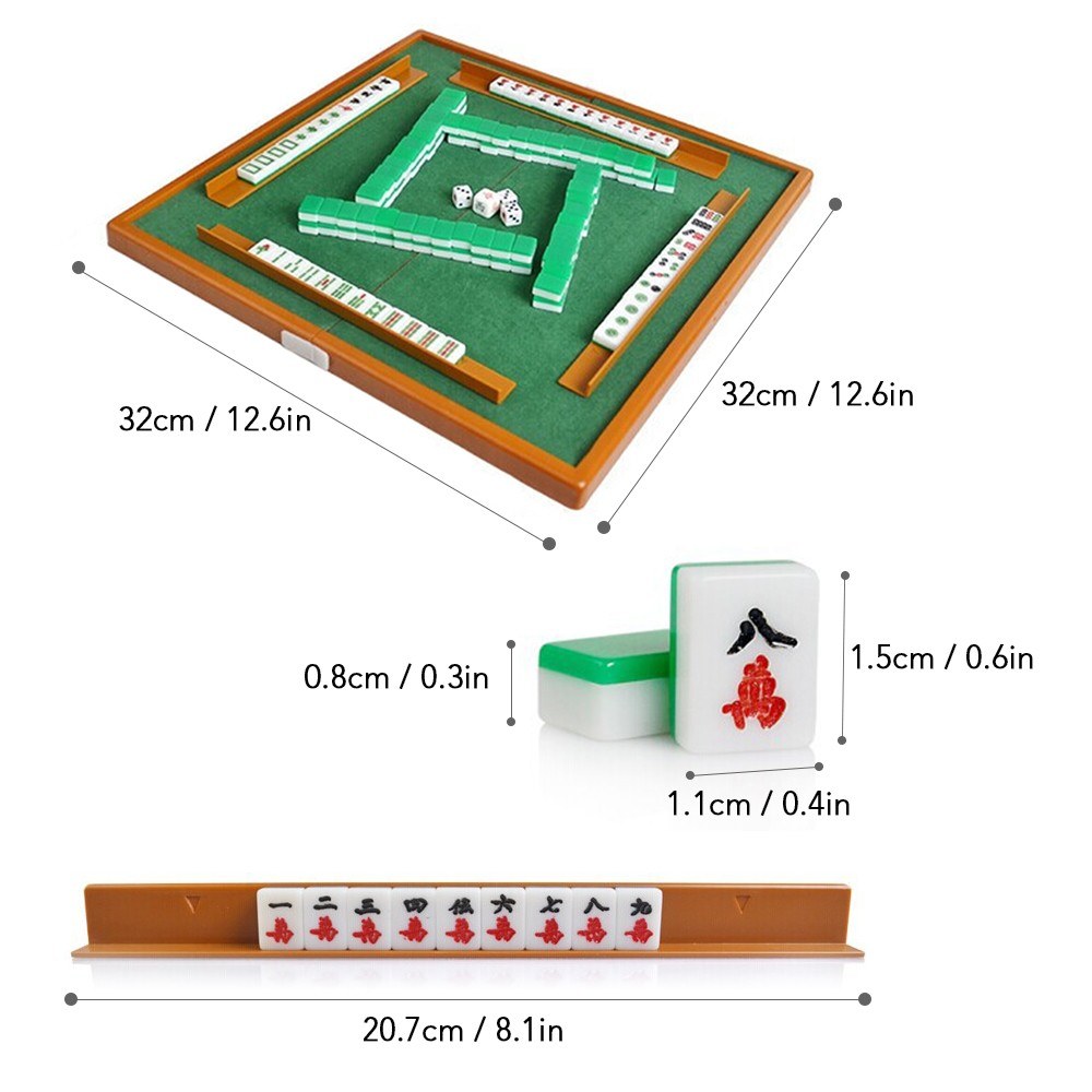 Portable Mini Mahjong Set with Folding Table for Travel and Indoor Family Entertainment