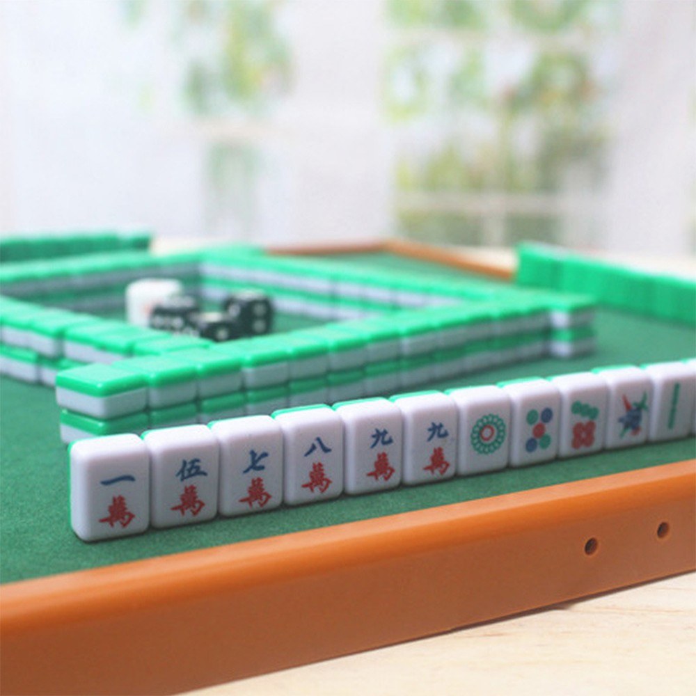 Portable Mini Mahjong Set with Folding Table for Travel and Indoor Family Entertainment