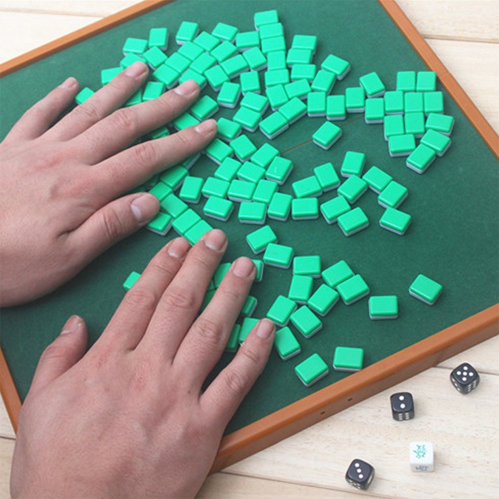 Portable Mini Mahjong Set with Folding Table for Travel and Indoor Family Entertainment