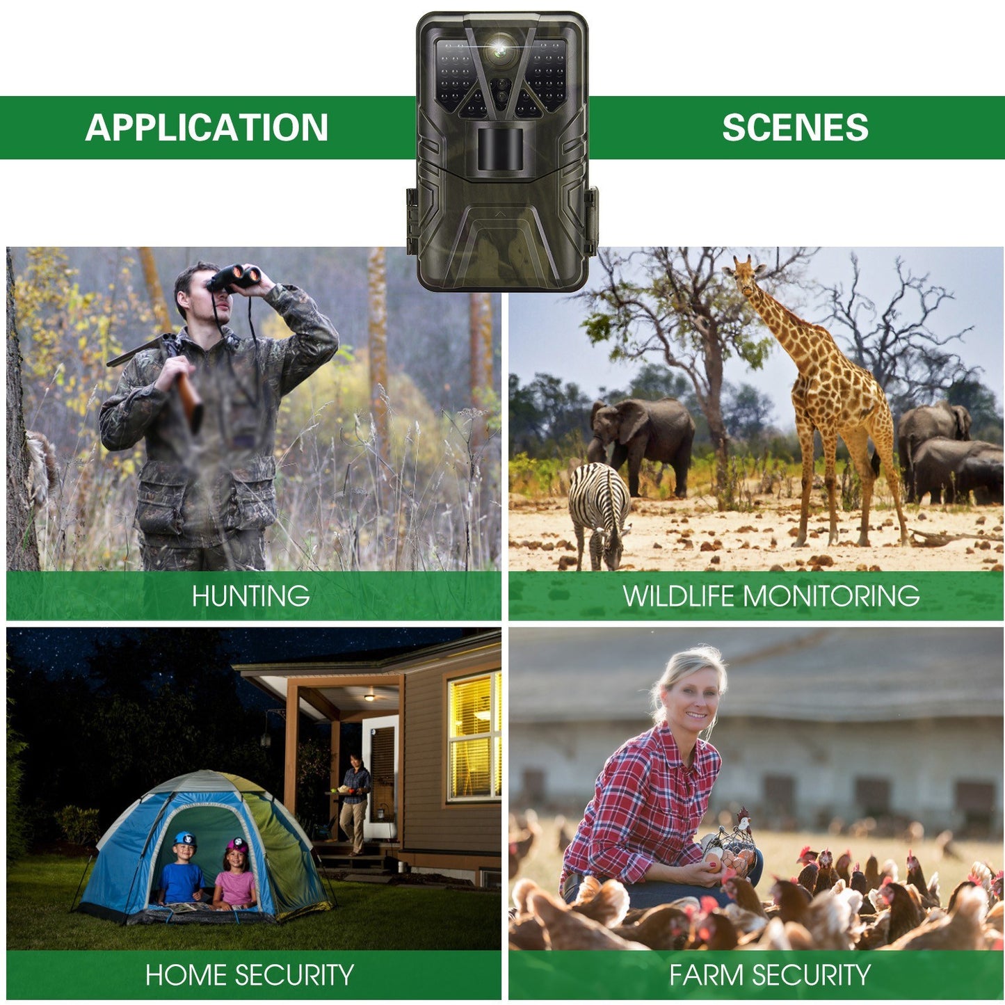 4K WiFi Trail Camera 36MP, App-Controlled Hunting Cam with 65ft Night Vision, 120° PIR Detection, IP65 Waterproof, Enhanced 5MP Sensor