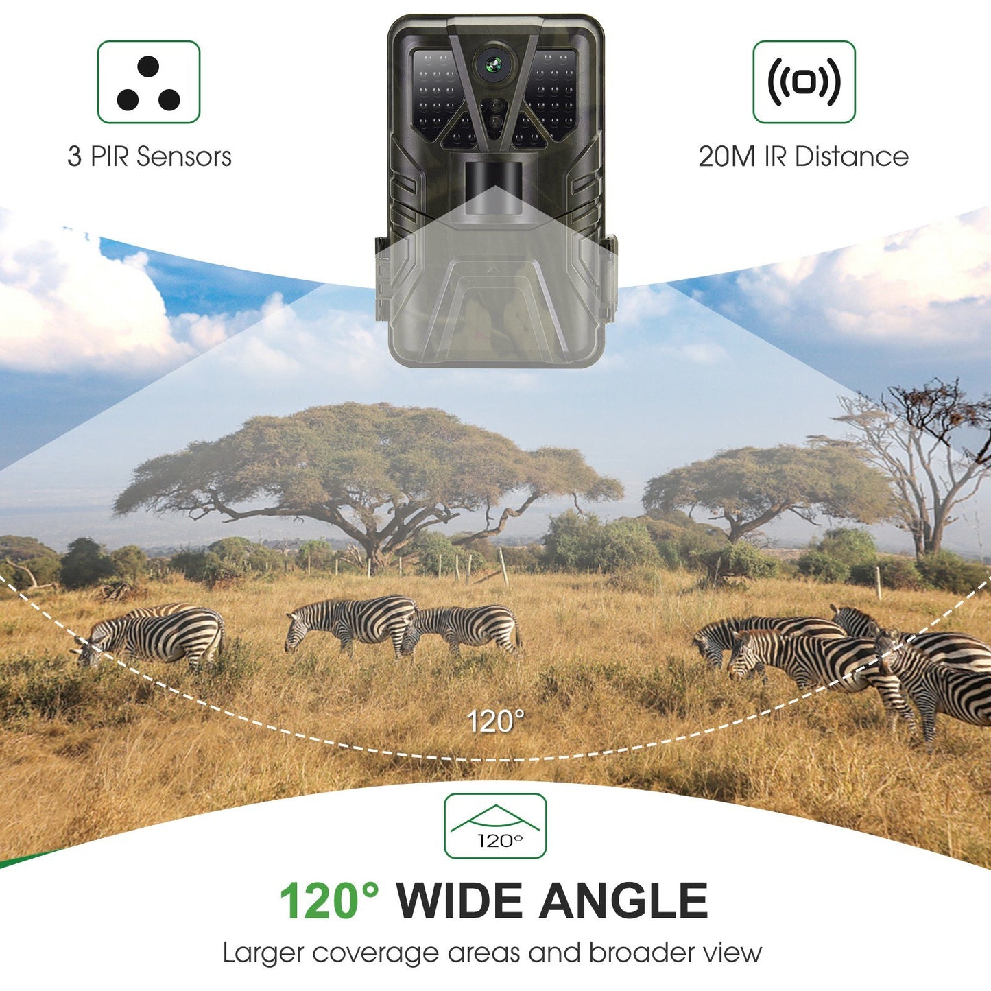 4K WiFi Trail Camera 36MP, App-Controlled Hunting Cam with 65ft Night Vision, 120° PIR Detection, IP65 Waterproof, Enhanced 5MP Sensor