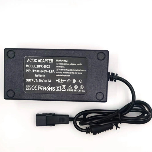 Universal 29V 2A Power Adapter with Multi-Plug Options & High Efficiency