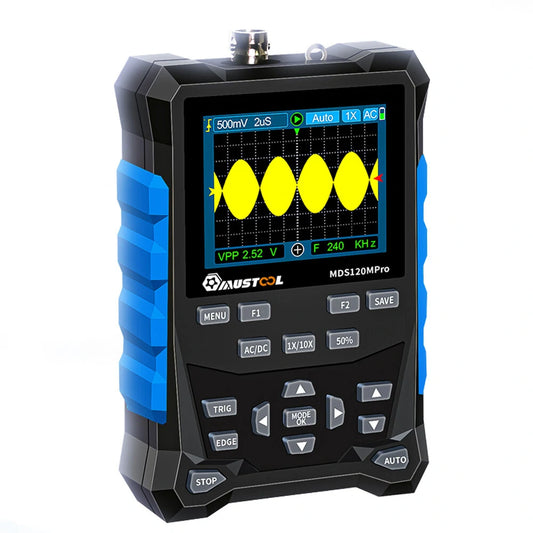 Mustool MDS120MPro 120MHz Digital Oscilloscope with 3MHz Signal Generator, 500MS/s, 2-in-1 Automotive Tool