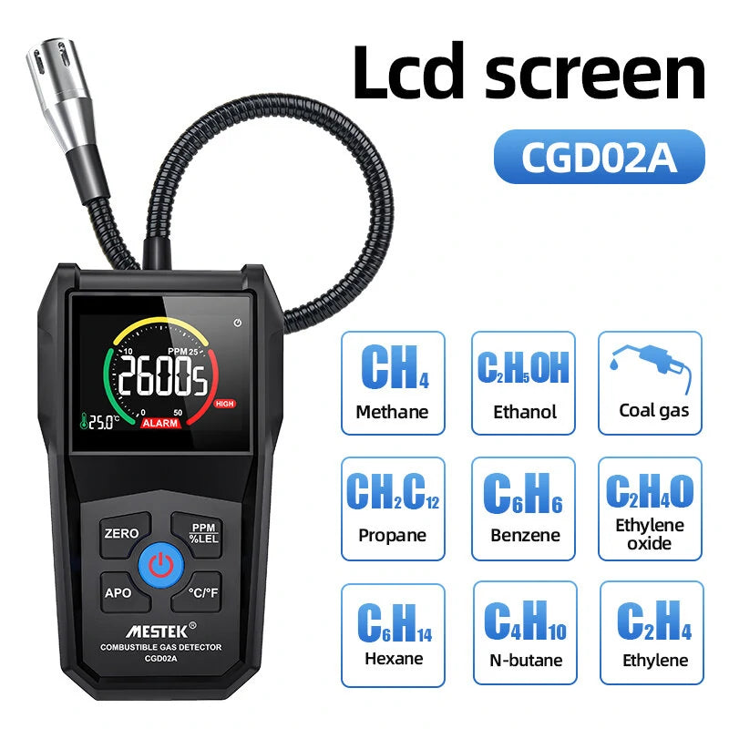MESTEK CGD-02A Digital Gas Leak Detector & Air Quality Analyzer