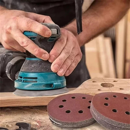 5-Inch 8-Hole Hook & Loop Sanding Discs, 125mm Sandpaper for Wood & Metal Polishing, Multi-Grit #60-600