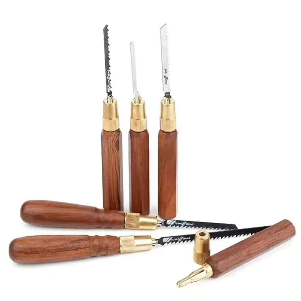 Rosewood Hand Saw with High Carbon Steel, Brass Collet & Interchangeable Fine/Coarse Blades for Precision Woodworking
