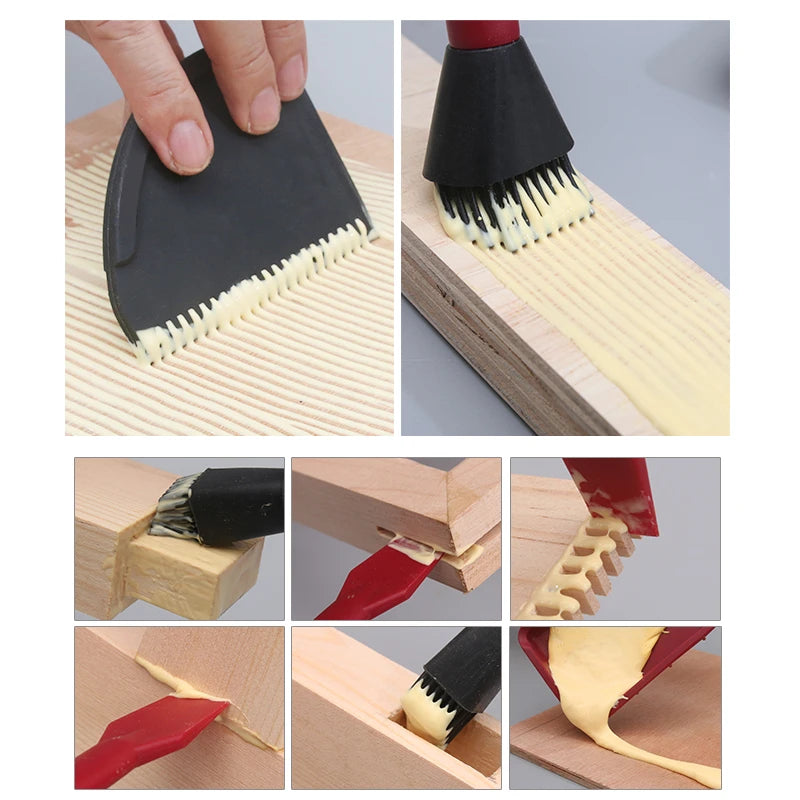 4-Piece Silicone Glue Kit: Dual Brush, Flat Scraper & Glue Tray for Woodworking