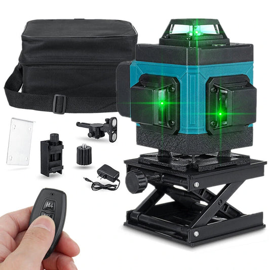 3D Green Laser Level with 8/12/16 Lines, Self-Leveling, Remote Control, Indoor/Outdoor Use