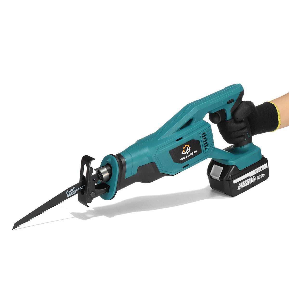 VIOLEWORKS 18V Cordless Reciprocating Saw with 4 Blades, Includes 1/2 Batteries for Woodworking Tasks