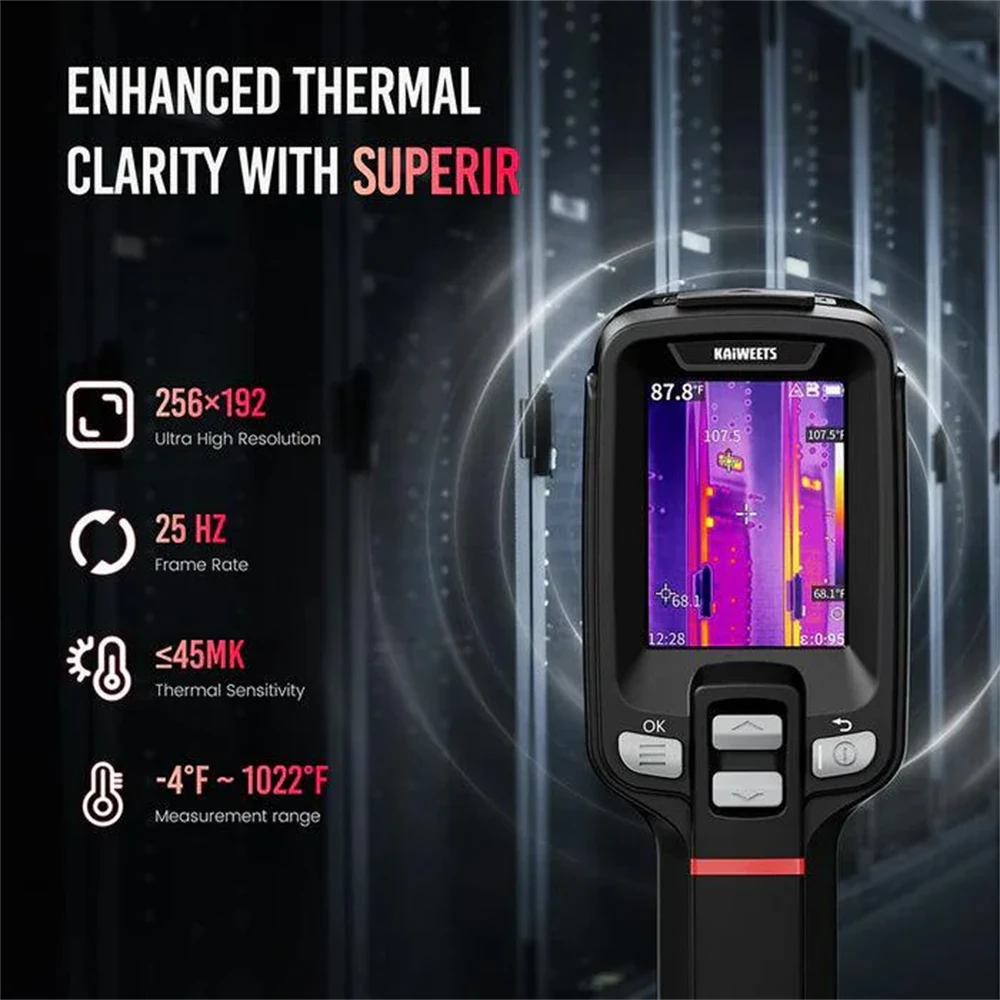 KAIWEETS KTI-W02 Thermal Imaging Camera - 256x192 | IP68 Waterproof | 4 Modes | 6 Color Palettes | 16-Hour Battery | 32GB Memory