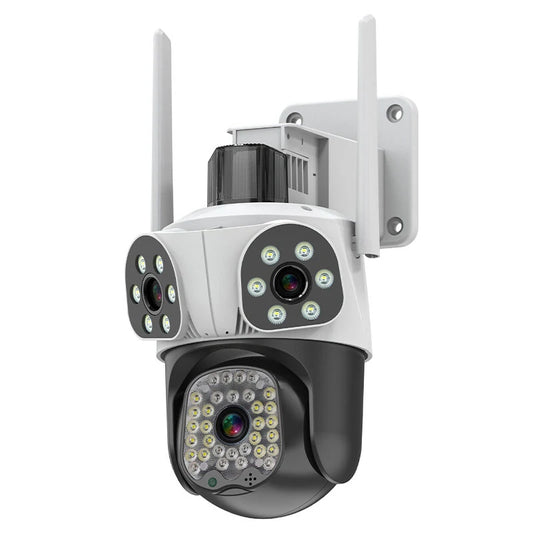 3MP Triple Outdoor WiFi Cameras - HD IP Surveillance with Color Night Vision, Human Detection, Two-way Intercom, IP66 Waterproof, 360° Panoramic View