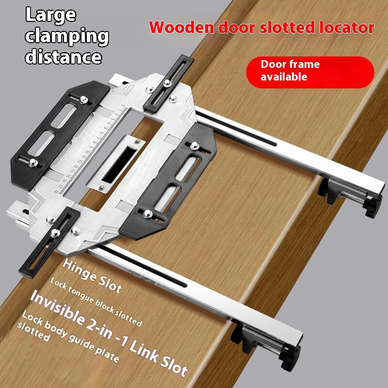 Aluminum Door Hinge Jig Guide: Woodworking Hole Opener & Slotting Locator for Lock Installation